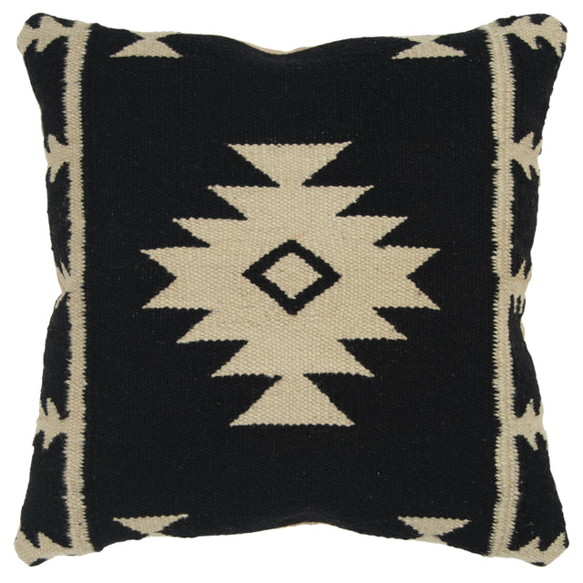 DEMANT BLACK SOUTHWESTERN ICONIC PATTERNING MODERN INDUSTRIAL THROW PILLOW