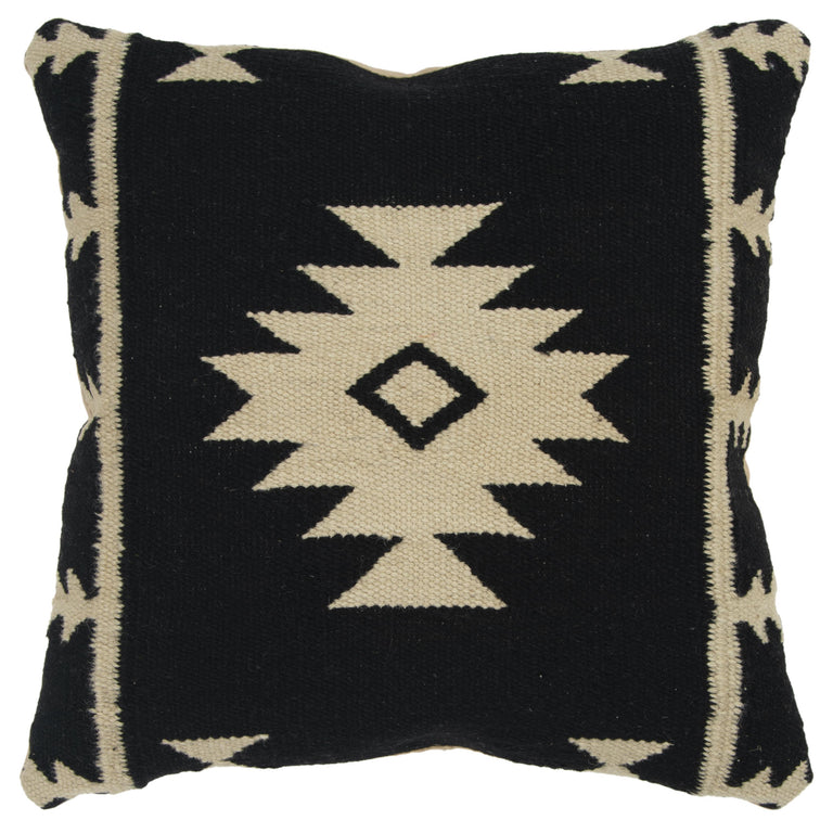 DEMANT BLACK SOUTHWESTERN ICONIC PATTERNING MODERN INDUSTRIAL THROW PILLOW
