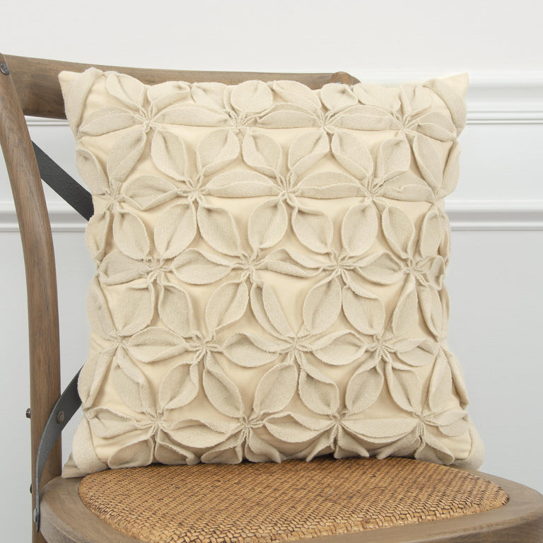 MØNSTED NATURAL  SOLID BOTANICAL PETALS URBAN FARMHOUSE THROW PILLOW
