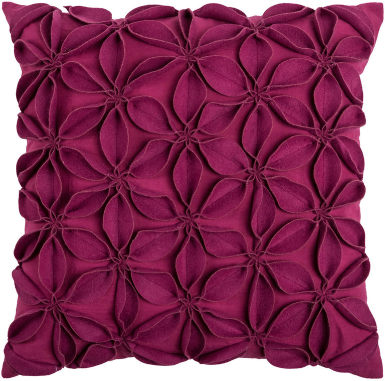 SNEDKER MAGENTA SOLID BOTANICAL PETALS URBAN FARMHOUSE THROW PILLOW