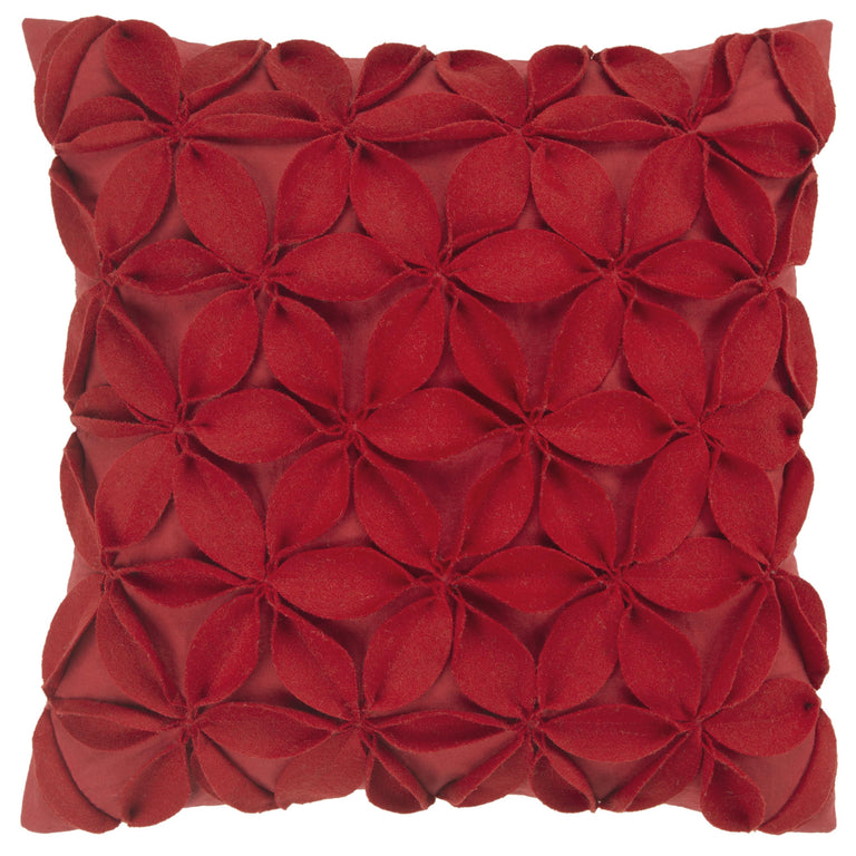 ARILDSEN RED SOLID BOTANICAL PETALS URBAN FARMHOUSE THROW PILLOW