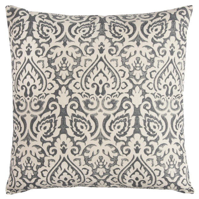 MILLER GRAY DAMASK URBAN FARMHOUSE THROW PILLOW