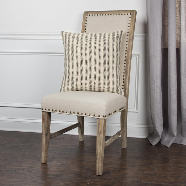 FUTTRUP GRAY TICKING STRIPE URBAN FARMHOUSE THROW PILLOW