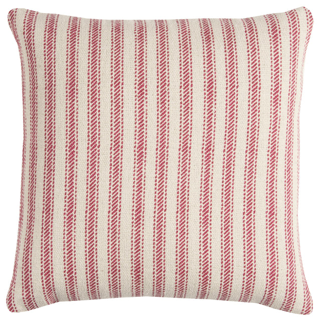MEINCKE RED TICKING STRIPE URBAN FARMHOUSE THROW PILLOW