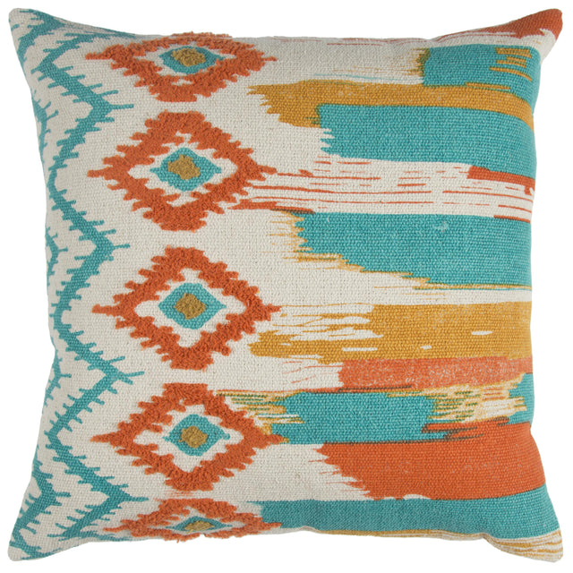 RAJESHU ORANGE BRUSHSTROKE BOHO CRAFT THROW PILLOW