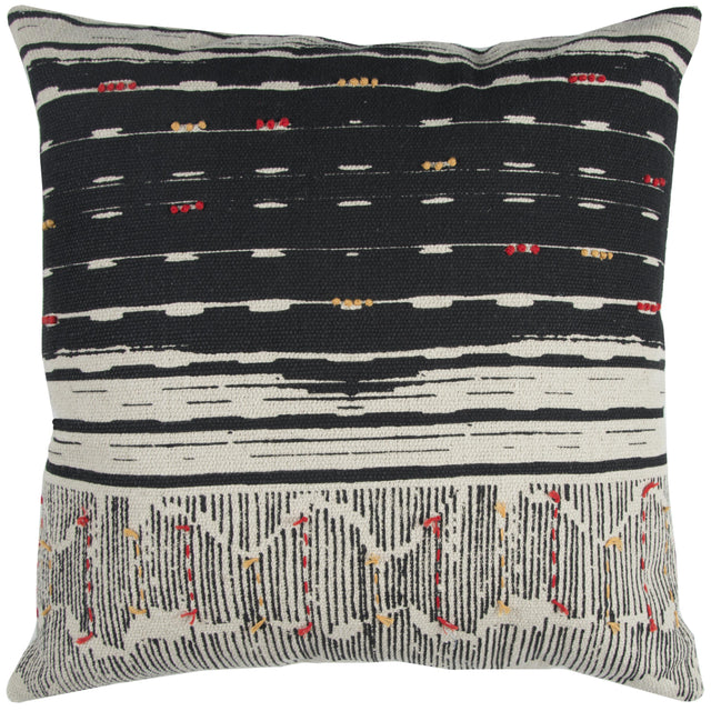 DOHN BLACK STRIPE BOHO CRAFT THROW PILLOW