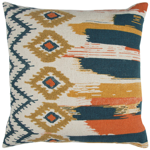 RAJESHU ORANGE BRUSHSTROKE BOHO CRAFT THROW PILLOW