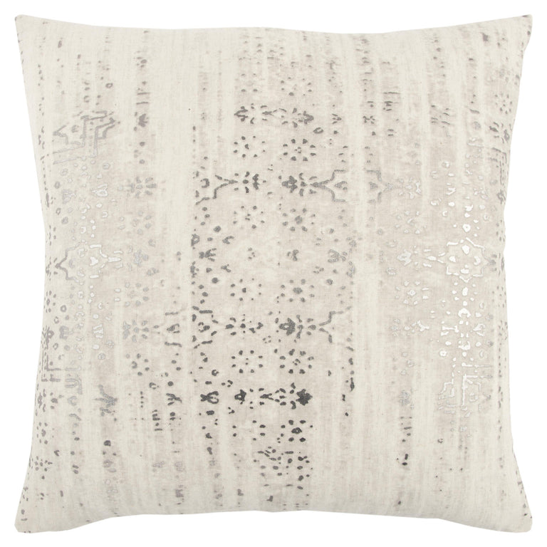 FRANTZEN SILVER METALLIC STRIPE MODERN INDUSTRIAL THROW PILLOW