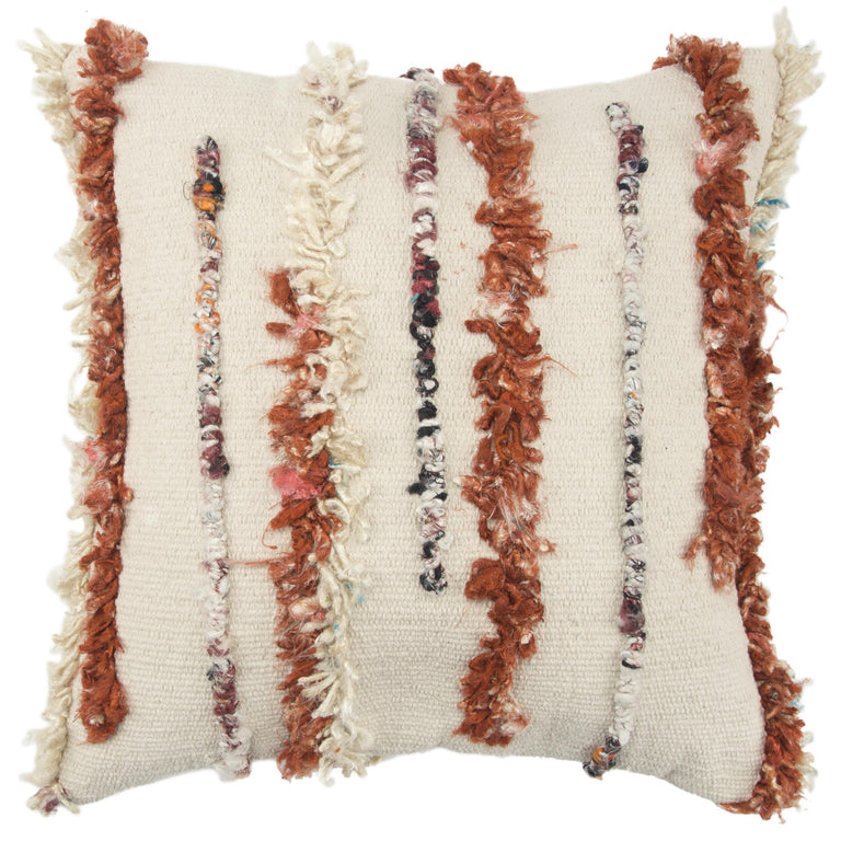 JENSBY RUST STRIPE MODERN FARMHOUSE THROW PILLOW