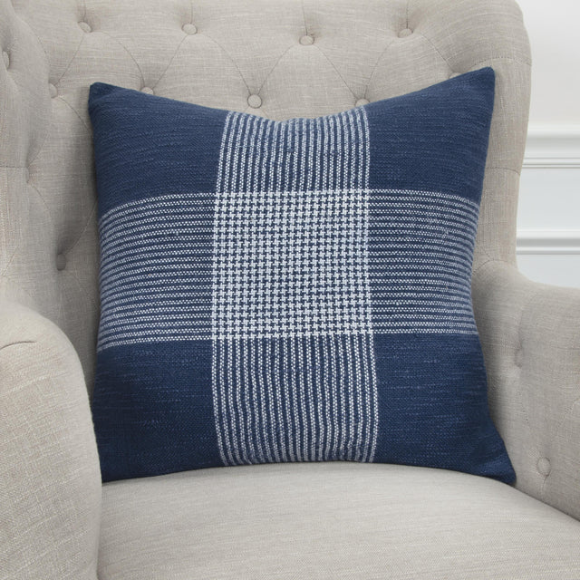 SØGAARD BLUE PLAID MODERN MOUNTAIN THROW PILLOW
