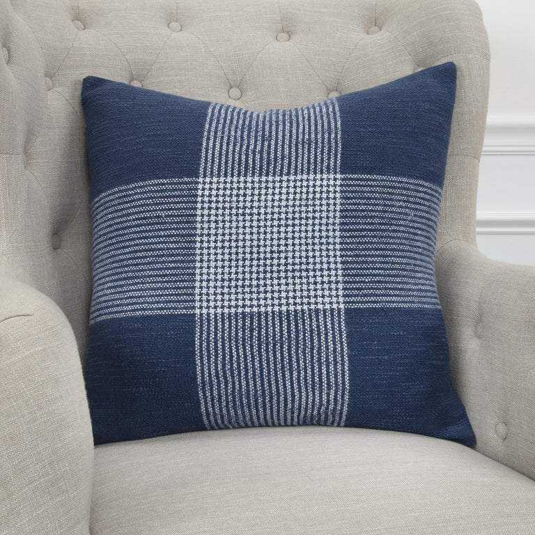 SØGAARD BLUE PLAID MODERN MOUNTAIN THROW PILLOW