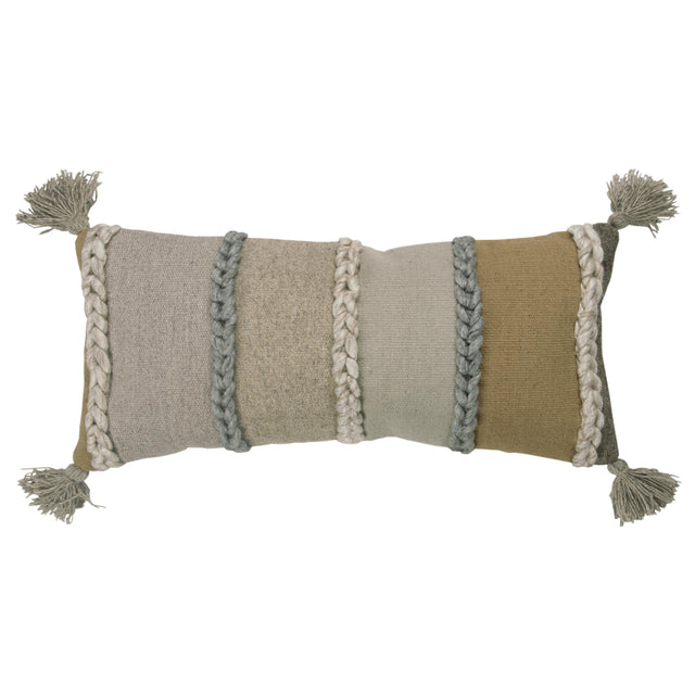 DAVIDSEN NEUTRAL STRIPE MODERN MOUNTAIN THROW PILLOW