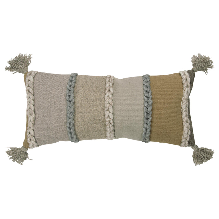 DAVIDSEN NEUTRAL  STRIPE MODERN MOUNTAIN THROW PILLOW