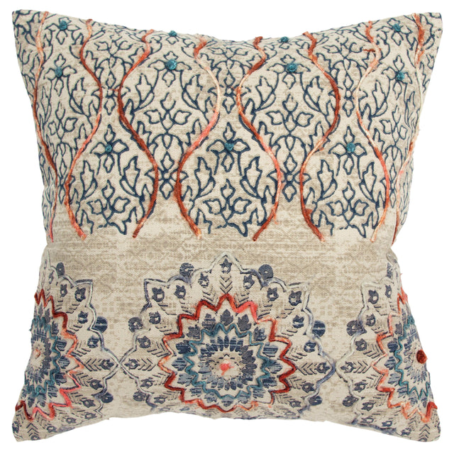 BENDTSEN RUST MEDALLION WITH VINING ACCENTS MODERN CRAFT THROW PILLOW