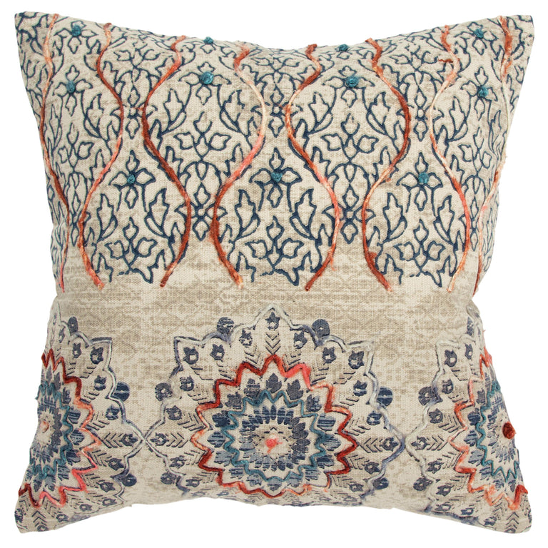 BENDTSEN RUST MEDALLION WITH VINING ACCENTS MODERN CRAFT THROW PILLOW