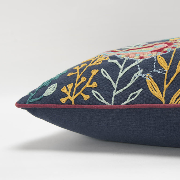 RIIS YELLOW BOTANICAL WITH BIRDS MODERN INDUSTRIAL THROW PILLOW