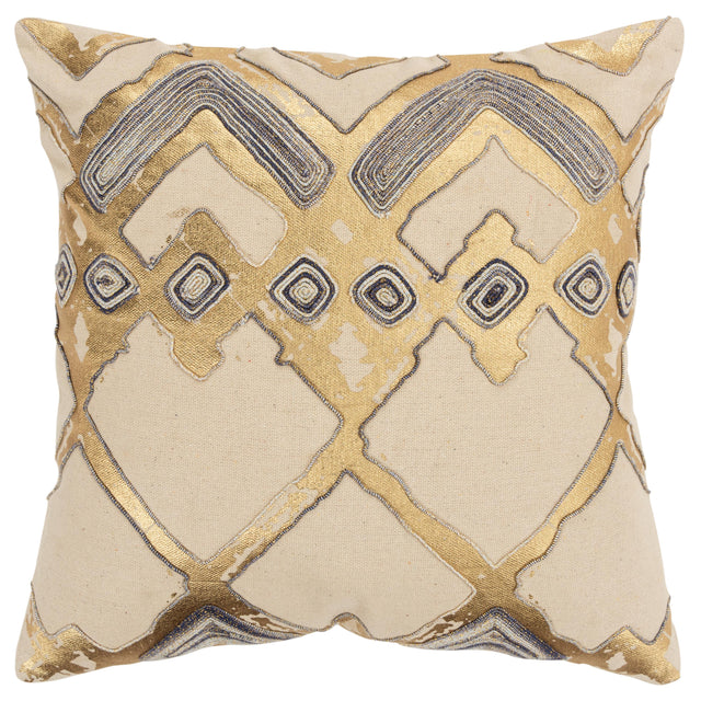 BECK GOLD METALLIC GEOMETRIC MODERN INDUSTRIAL THROW PILLOW