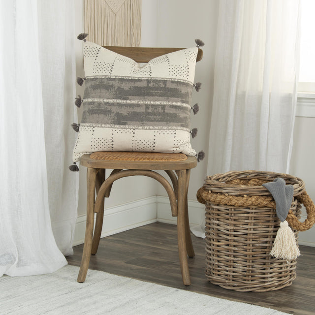 MEYER GRAY PANEL MODERN INDUSTRIAL THROW PILLOW