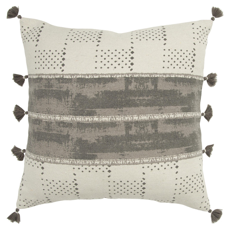 MEYER GRAY PANEL MODERN INDUSTRIAL THROW PILLOW
