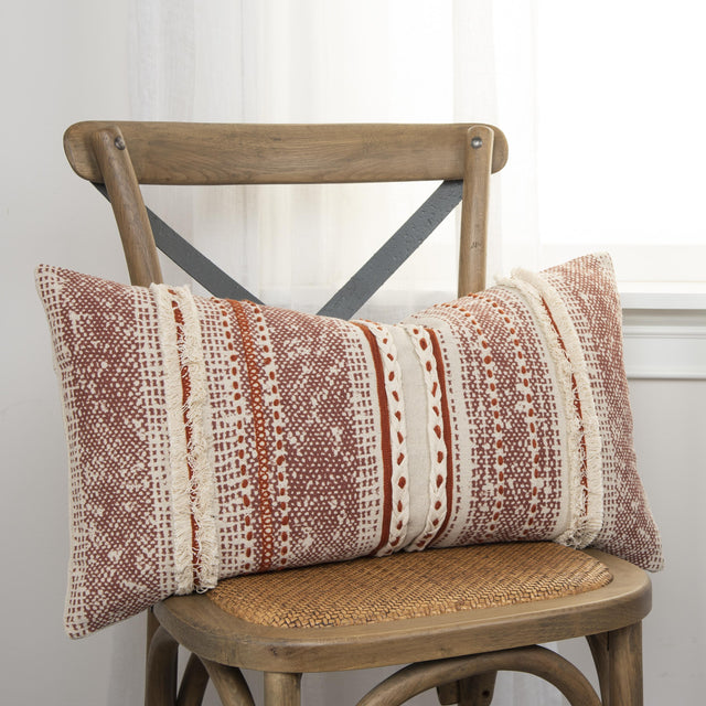 SCHRØDER NATURAL STRIPE MODERN INDUSTRIAL THROW PILLOW