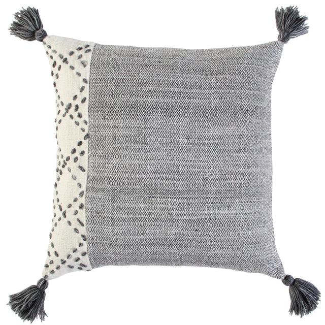BERTHELSEN IVORY/GRAY COLOR BLOCK MODERN INDUSTRIAL THROW PILLOW