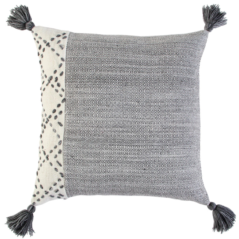 BERTHELSEN IVORY/GRAY COLOR BLOCK MODERN INDUSTRIAL THROW PILLOW