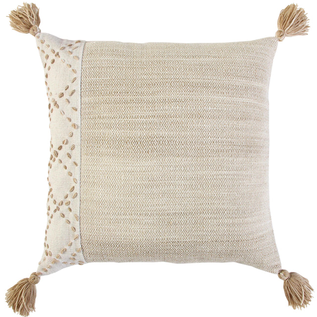 PERSSON IVORY/ BLUSH COLOR BLOCK MODERN INDUSTRIAL THROW PILLOW