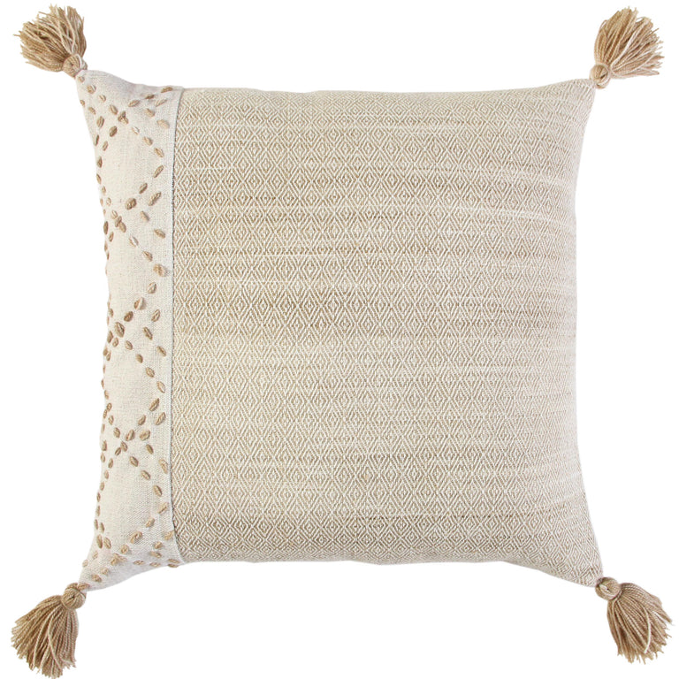 PERSSON IVORY/ BLUSH COLOR BLOCK MODERN INDUSTRIAL THROW PILLOW