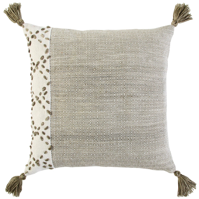 GADE IVORY/TAUPE COLOR BLOCK MODERN INDUSTRIAL THROW PILLOW