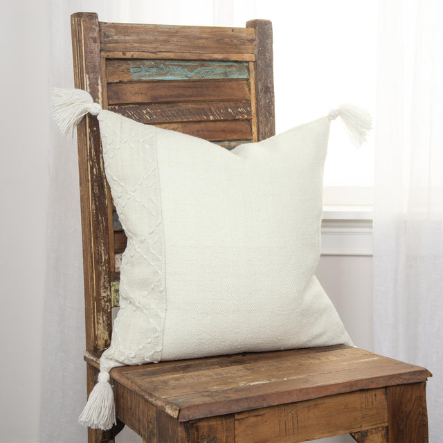 ASMUSSEN IVORY/IVORY COLOR BLOCK MODERN INDUSTRIAL THROW PILLOW