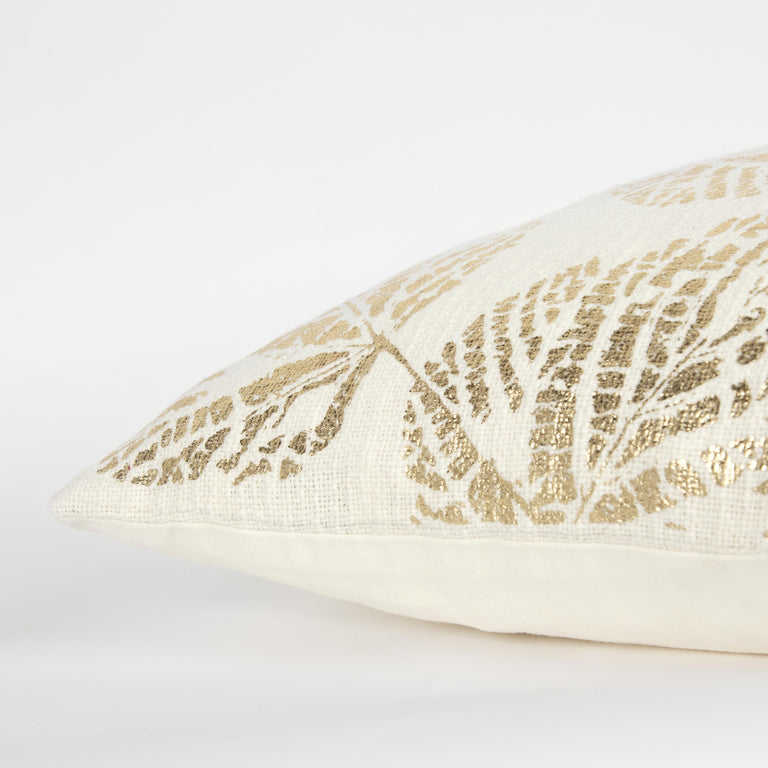 MICHELSEN IVORY LEAVES ART DECO THROW PILLOW