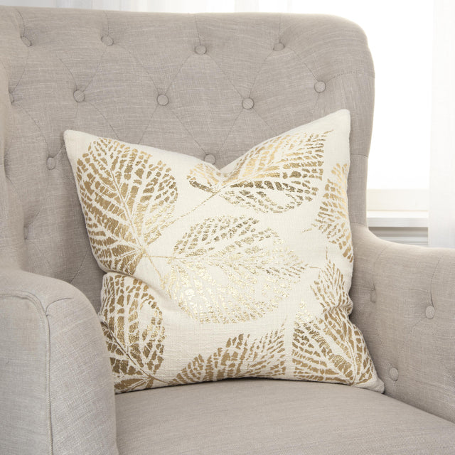 MICHELSEN IVORY LEAVES ART DECO THROW PILLOW
