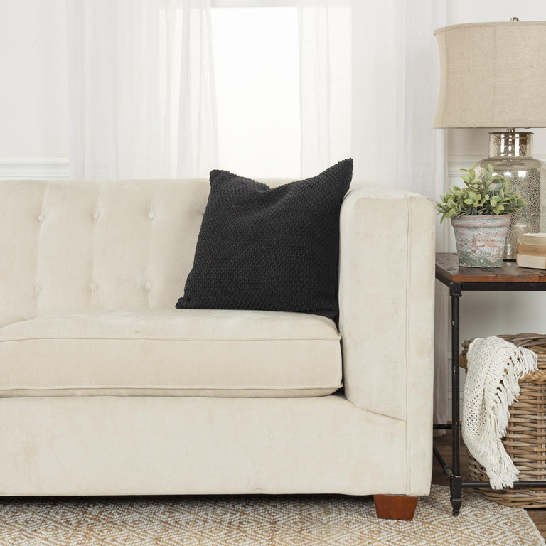 AHMED BLACK SOLID URBAN FARMHOUSE THROW PILLOW