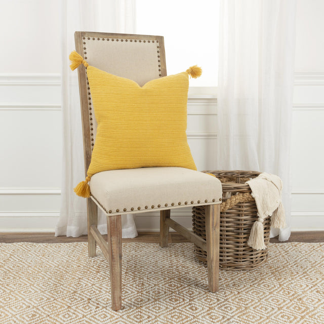 IPSEN DARK YELLOW SOLID STRIPE MODERN INDUSTRIAL THROW PILLOW