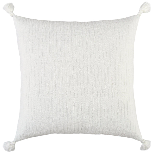 CLEMMENSEN WHITE SOLID WITH TONAL ABSTRACT PATTERN MODERN INDUSTRIAL THROW PILLOW