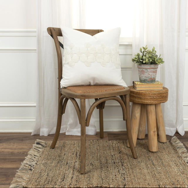 DUE IVORY TONAL GEOMETRIC VINTAGE THROW PILLOW