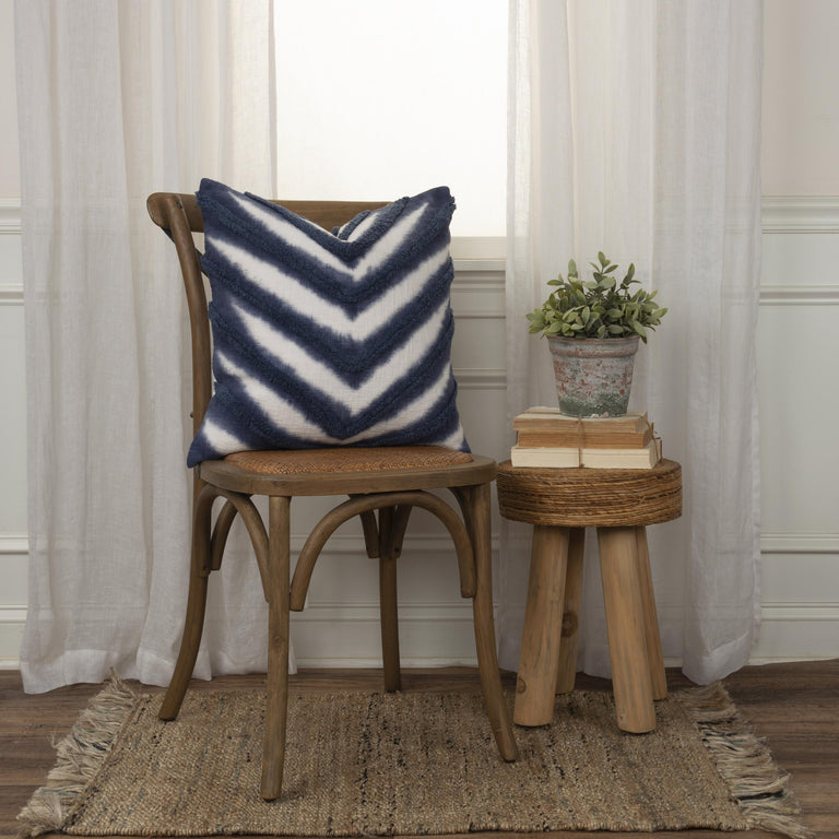 THORUP BLUE CHEVRON BOHO THROW PILLOW