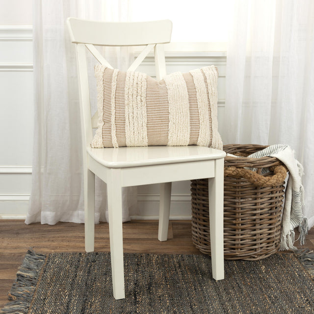 OTTESEN DARK NATURAL/NATURAL STRIPE BOHO THROW PILLOW