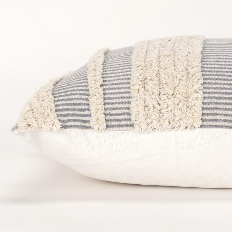 KJÆRSGAARD GREY STRIPE BOHO THROW PILLOW