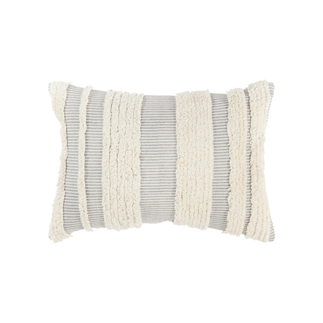 KJÆRSGAARD GREY STRIPE BOHO THROW PILLOW