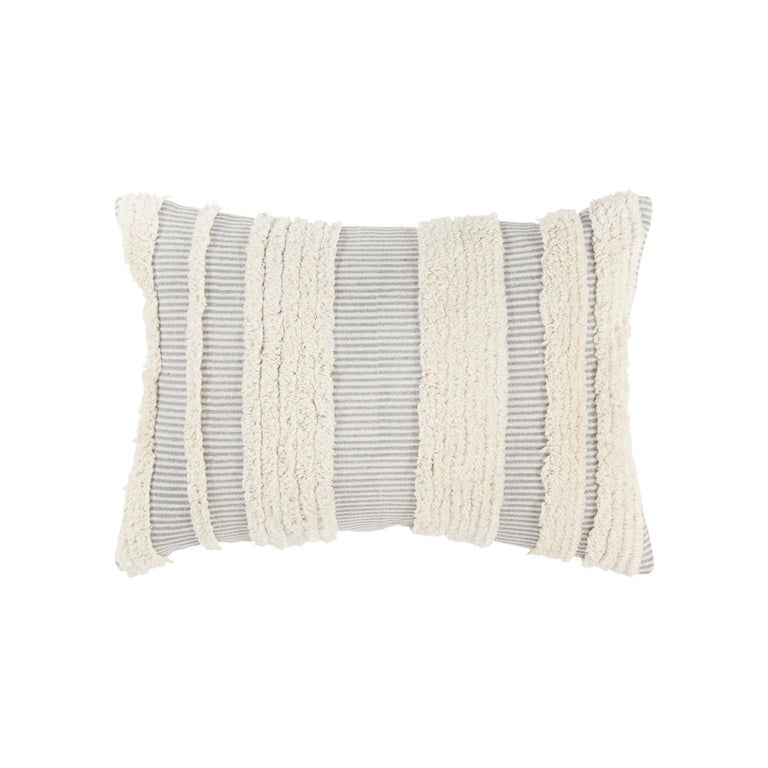 KJÆRSGAARD GREY STRIPE BOHO THROW PILLOW