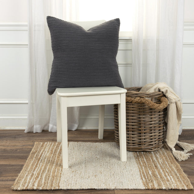 ERICHSEN GREY STRIPE PATTERNED SOLID MODERN INDUSTRIAL THROW PILLOW