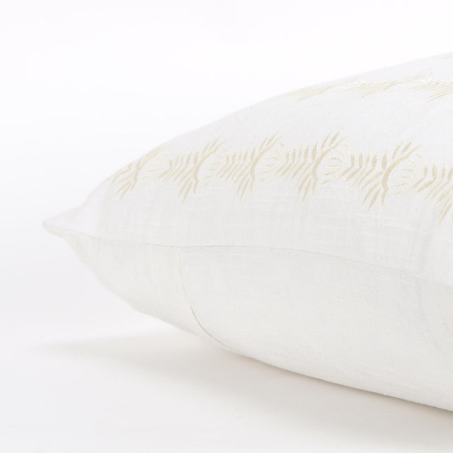 NEDERGAARD WHITE BOTANICAL STRIPE MODERN COTTAGE THROW PILLOW