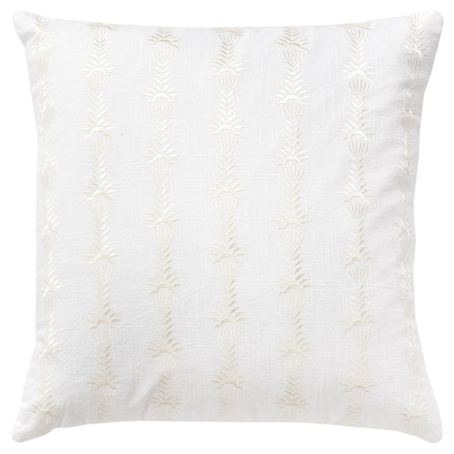 NEDERGAARD WHITE BOTANICAL STRIPE MODERN COTTAGE THROW PILLOW