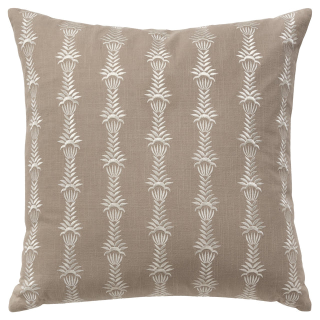 NICOLAISEN IVORY BOTANICAL STRIPE MODERN COTTAGE THROW PILLOW