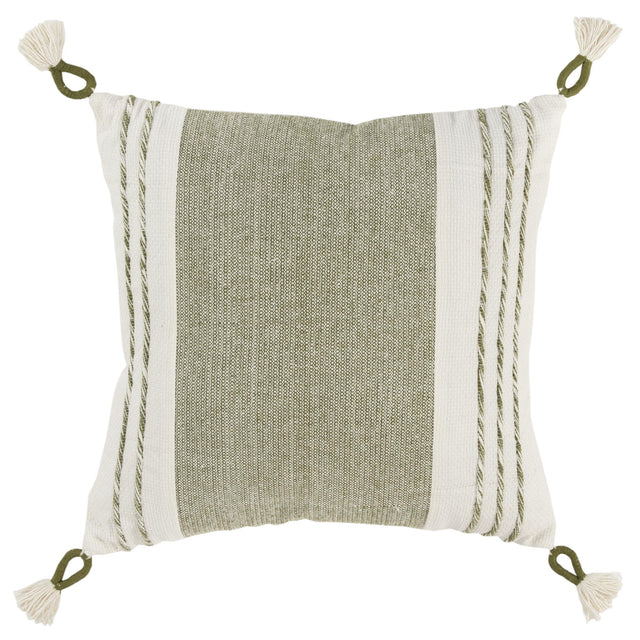 DAMSGAARD GREEN/WHITE COLOR BLOCK MODERN INDUSTRIAL THROW PILLOW