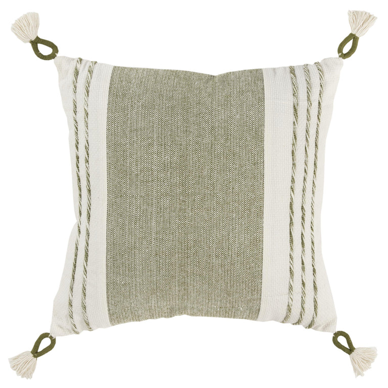 DAMSGAARD GREEN/WHITE COLOR BLOCK MODERN INDUSTRIAL THROW PILLOW