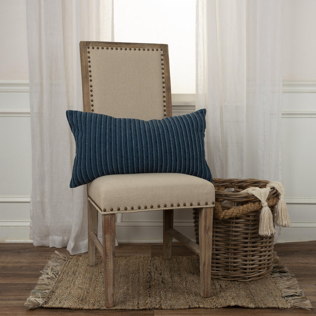 DALL DARK TEAL STRIPE PATTERNED SOLID MODERN INDUSTRIAL THROW PILLOW
