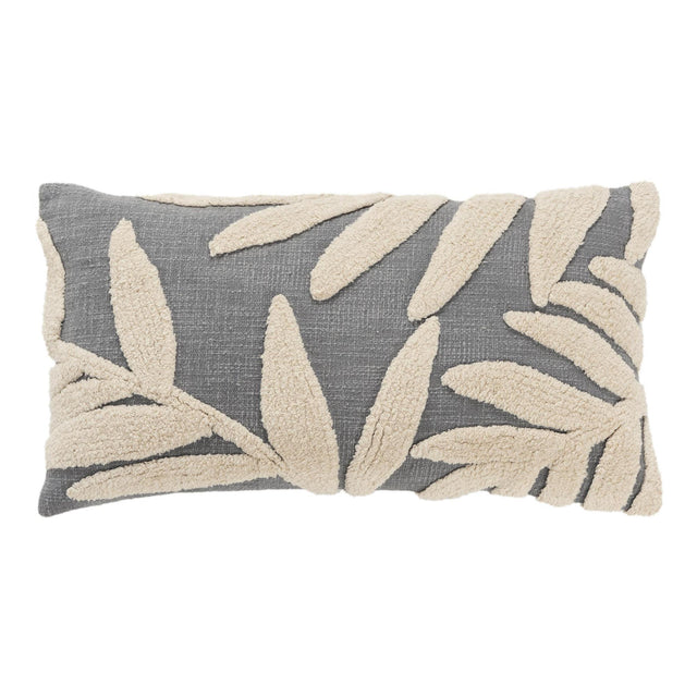 HUSSAIN GREY BOTANICAL MODERN INDUSTRIAL THROW PILLOW
