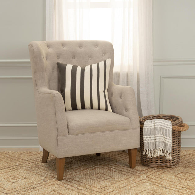 SKOU IVORY STRIPE MODERN INDUSTRIAL THROW PILLOW